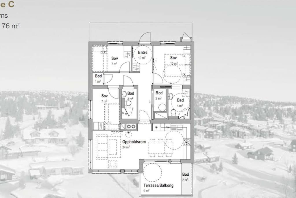 Leilighet Med Panoramautsikt Sjusjoen Innendors Parkering Ngoại thất bức ảnh
